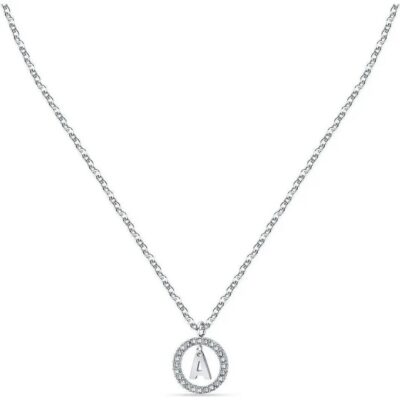 La Petite Story Letter A Steel Necklace With Clear Crystal LPS10ASF09 For Women