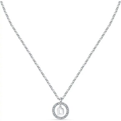 La Petite Story Letter D Steel Necklace With Clear Crystal LPS10ASF12 For Women