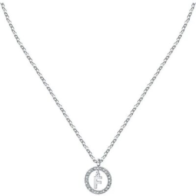 La Petite Story Letter F Steel Necklace With Clear Crystal LPS10ASF14 For Women