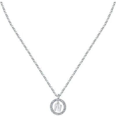 La Petite Story Letter N Steel Necklace With Clear Crystal LPS10ASF19 For Women