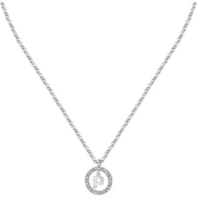 La Petite Story Letter P Steel Necklace With Clear Crystal LPS10ASF21 For Women