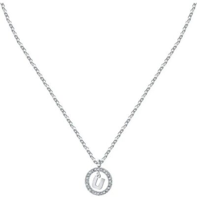 La Petite Story Letter U Steel Necklace With Clear Crystal LPS10ASF25 For Women