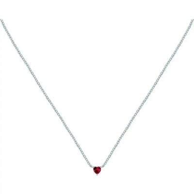 La Petite Story Steel Necklace With White And Red Heart Zircons LPS10AWV30 For Women