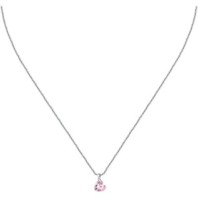 La Petite Story Silver Necklace With Pink Heart Zircon LPS10AWV33 For Women
