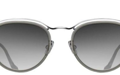 Matsuda Men's M3093 SUN Brushed Silver Matte Grey Crystal/Grey Shaded Sunglasses