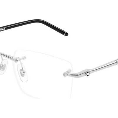 Montblanc Men's MB0444O Silver Black Eyeglasses
