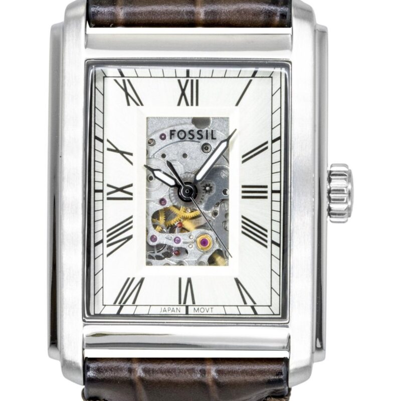 Fossil Carraway Croco Leather Strap Open Heart Beige Dial Automatic ME3272 Men's Watch Fossil Carraway Croco Leather Strap Open Heart Beige Dial Automatic ME3272 Men's Watch