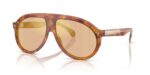 Moncler Men's ME6001 Brown Tortoise/Dark Orange Gold Mirror Sunglasses