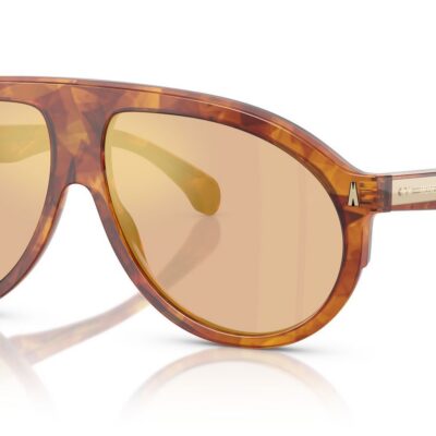 Moncler Men's ME6001 Brown Tortoise/Dark Orange Gold Mirror Sunglasses