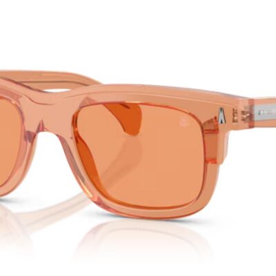 Moncler Men's ME6004 Transparent Peach/Orange Sunglasses