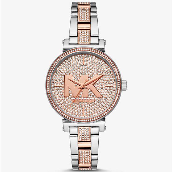 Michael Kors Women's 36mm Two-Tone Rose Gold Pave Watch (MK4446) Michael Kors Women's 36mm Two-Tone Rose Gold Pave Watch (MK4446)