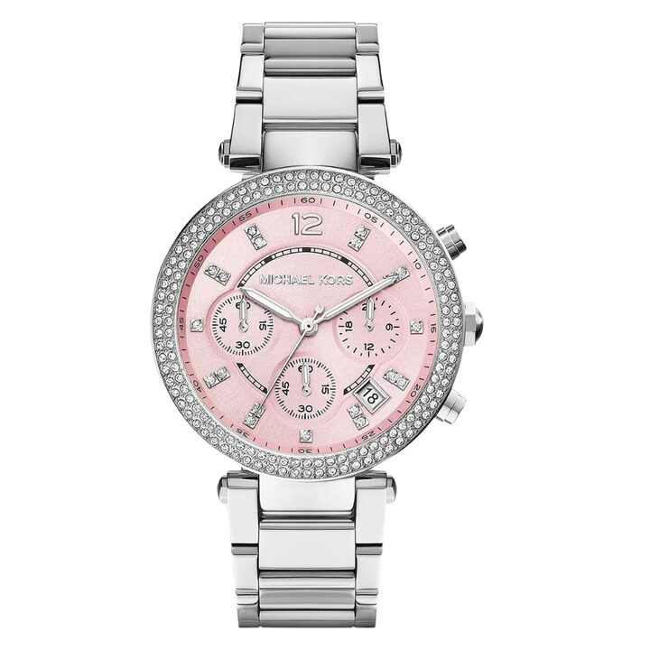 Michael Kors Women's Parker Chronograph 39mm Silver Pave Watch (MK6105) Michael Kors Women's Parker Chronograph 39mm Silver Pave Watch (MK6105)