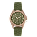 Michael Kors Women's 36mm Rose Gold Olive Silicone Chronograph Watch (MK7421)