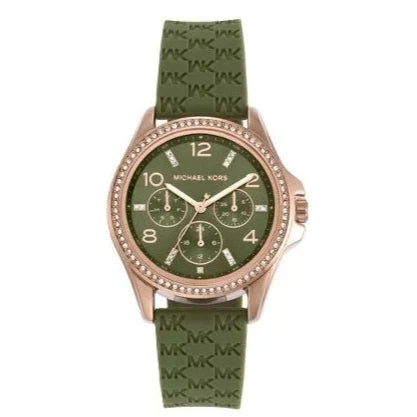 Michael Kors Women's 36mm Rose Gold Olive Silicone Chronograph Watch (MK7421) Michael Kors Women's 36mm Rose Gold Olive Silicone Chronograph Watch (MK7421)