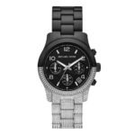Michael Kors Women's 38mm Black and Silver Pave Chronograph Watch (MK7433)