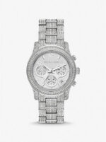 Michael Kors Women's 38mm Silver Full Pave Chronograph Watch (MK7434)