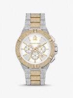 Michael Kors Women's Chronograph 43mm Two-Tone Gold and Silver Pave Watch (MK9150)