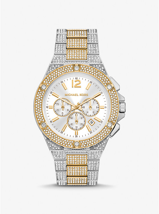 Michael Kors Women's Chronograph 43mm Two-Tone Gold and Silver Pave Watch (MK9150) Michael Kors Women's Chronograph 43mm Two-Tone Gold and Silver Pave Watch (MK9150)