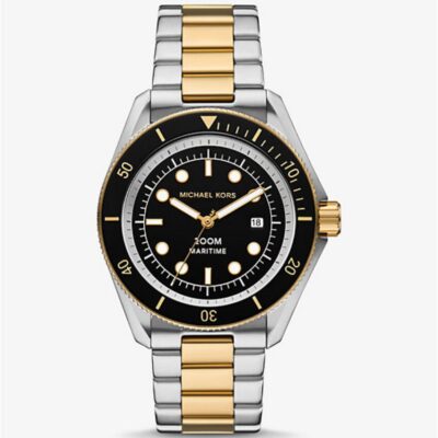 Michael Kors Men's Maritime 42mm Two-Tone Black Watch (MK9180)