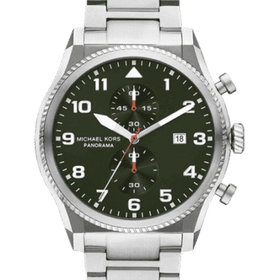 Michael Kors Men's Panorama Chronograph 44mm Silver Stainless Steel Watch (MK9196)