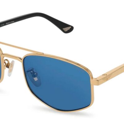 Police Men's NEW CROSSROADS 3 SPLQ84 Gold/Blue Mirrored Sunglasses