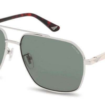 Police NEW CROSSROADS 4 SPLQ85 Palladium/Green Sunglasses