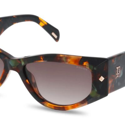 Police NEW DAWN 3 SPLR25 Shiny Havana Green/Grey Shaded Sunglasses