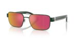 Polo Ralph Lauren Men's PH3161 Shiny Dark Green/ Red Mirrored Orange Sunglasses