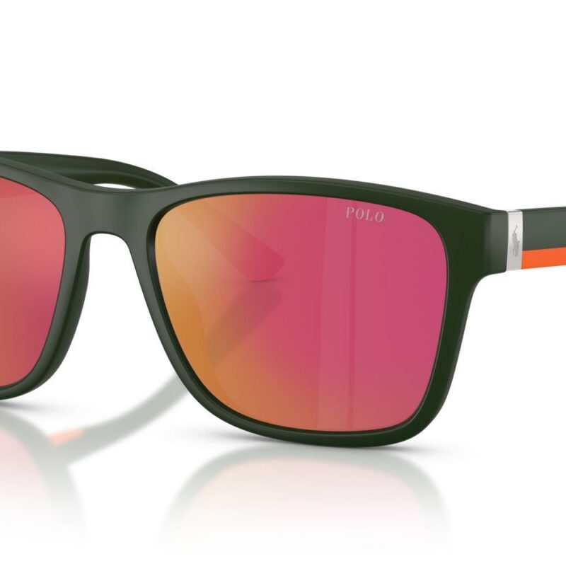 Polo Ralph Lauren Men's PH4229U Matte Dark Green/ Red Mirrored Orange Sunglasses Polo Ralph Lauren Men's PH4229U Matte Dark Green/ Red Mirrored Orange Sunglasses