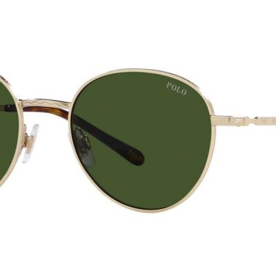Polo Ralph Lauren Men's PH 3144 Semi Shiny Pale Gold/Dark Green Sunglasses