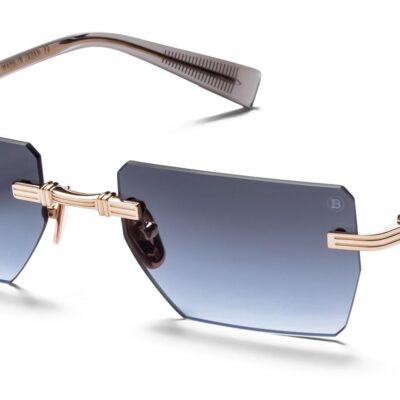 Balmain Men's PIERRE White Gold - Crystal Grey/Dark Grey Gradient To Blue Sunglasses