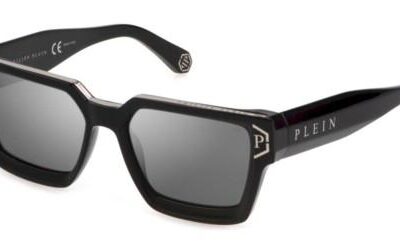 Philipp Plein Men's PLEIN BRAVE SHADE SPP005M Smoke/Mirror Gun Metal Sunglasses