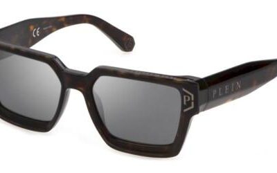 Philipp Plein Men's PLEIN BRAVE SHADE SPP005M Shiny Havana/Silver Sunglasses