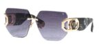 Philipp Plein Men's PLEIN HERA SPP133 Rose Gold - Black Marble/Smoke Gradient Smoke Sunglasses