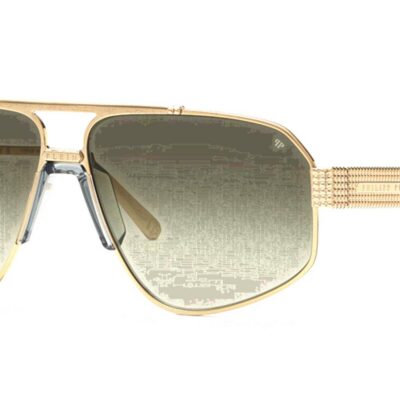 Philipp Plein Men's PLEIN ROCK SUPERHERO SPP106M Gold/Green Gradient Sunglasses