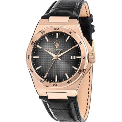 Maserati Velocita Leather Strap Black Dial Quartz R8851153001 Men's Watch