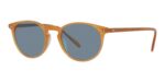 Oliver Peoples RILEY SUN 5004SU Semi-Matte Amber Tortoise/Cobalto Sunglasses