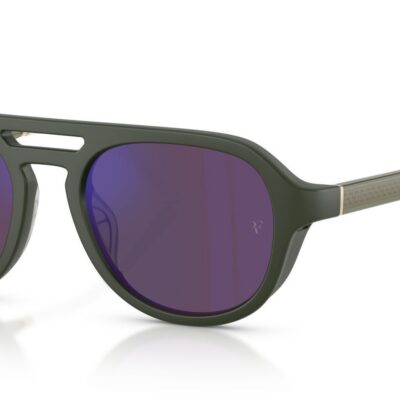 Oliver Peoples R-13 OV 5589SU Smoke Green Semi-Matte/Royal Purple Mirror Sunglasses