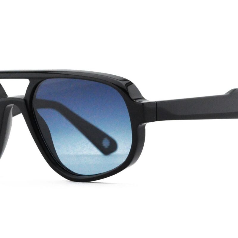 Ophy Men's SAFDIE Shiny Black/Blue Shaded Sunglasses Ophy Men's SAFDIE Shiny Black/Blue Shaded Sunglasses