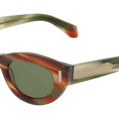 Salvatore Ferragamo SF2062SE Striped Brown Green/Green Sunglasses