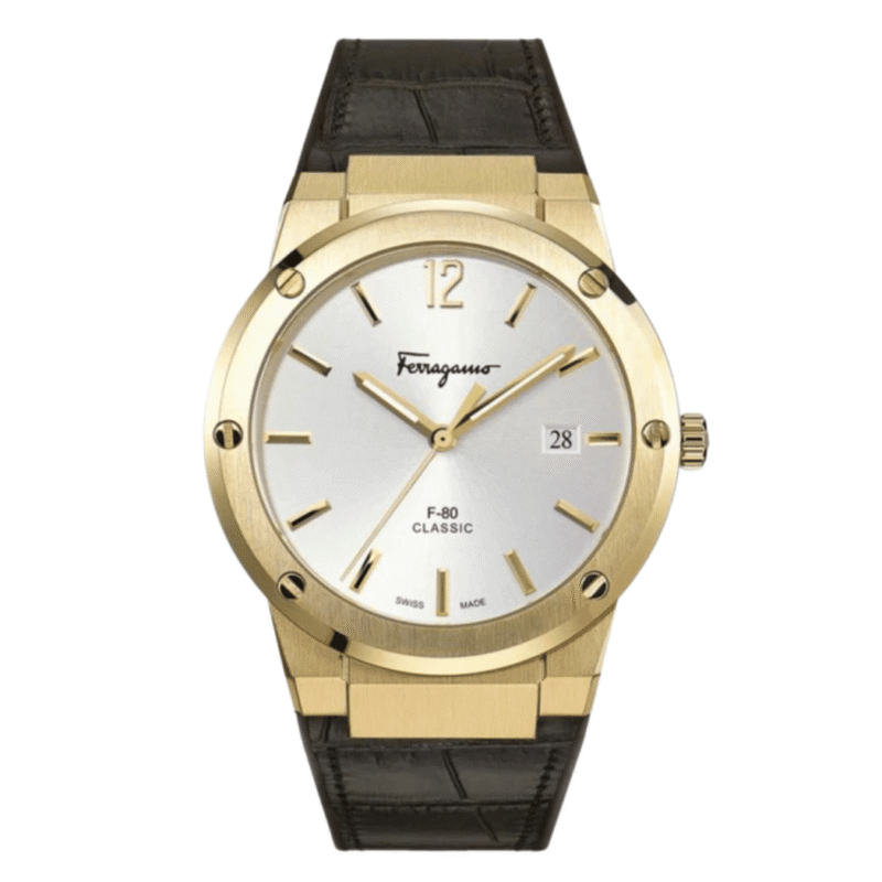 Ferragamo Men's F-80 Classic 42mm Gold-Tone Watch (SFDT00419)