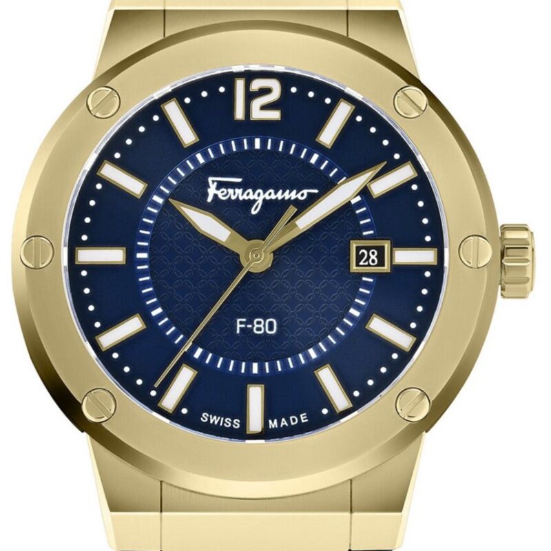 Ferragamo Men's F-80 43mm Gold-Tone Watch (SFHY02822)
