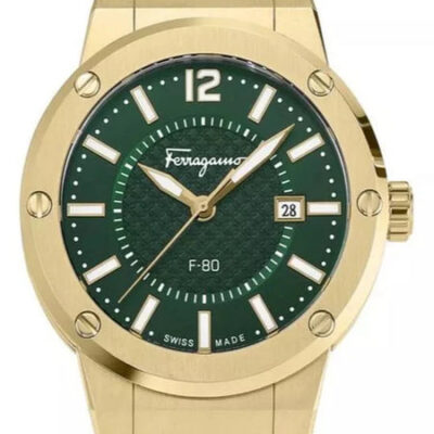 Ferragamo Men's F-80 43mm Gold-Tone Watch (SFHY02921)