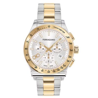 Ferragamo Men's Gancini Chronograph 42mm Two-Tone Watch (SFKZ00523)