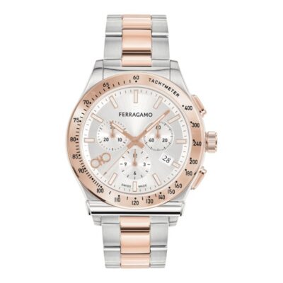 Ferragamo Men's Gancini Chronograph 42mm Two-Tone Rose Gold Watch (SFKZ00623)