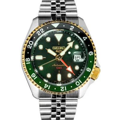 Seiko 5 Sports GMT Men's Green Two-Tone Watch (SSK050K1)