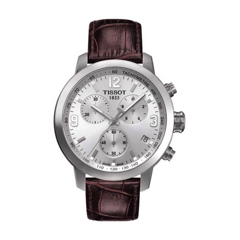 Tissot PRS 200 Chronograph Men's 42mm White Dial Leather Watch (T055.417.16.037.00)