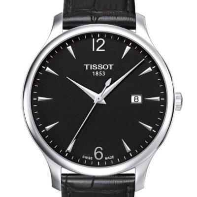 Tissot Tradition Men's 43mm Black Leather Watch (T063.610.16.057.00)