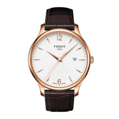 Tissot Tradition Men's 43mm Rose Gold White Dial Watch (T063.610.36.037.00)