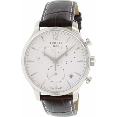Tissot Tradition Chronograph Men's 42mm White Dial Leather Watch (T063.617.16.037.00)